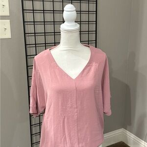 Pink V-Neck Women's Top